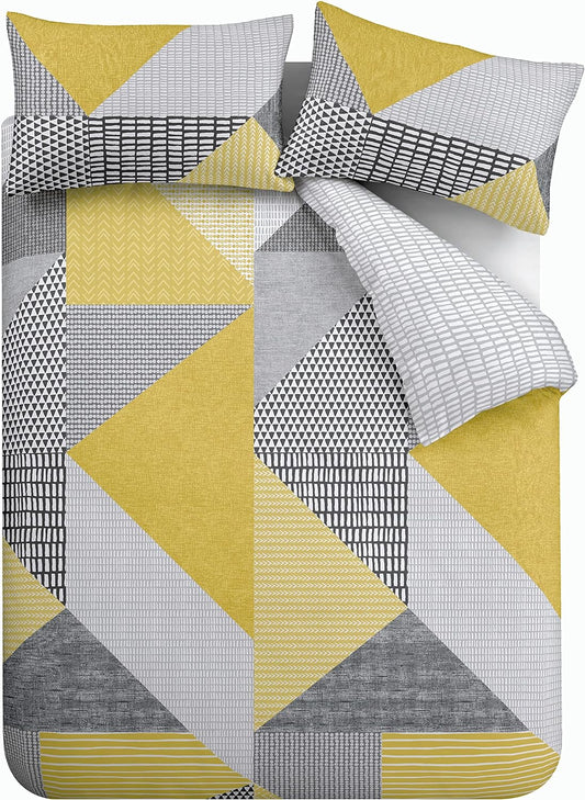 Add a Pop of Color with our Reversible Double Duvet Cover Set in Ochre Yellow - Includes Pillowcases | Bedroom Decor, Home Textile, Interior Design