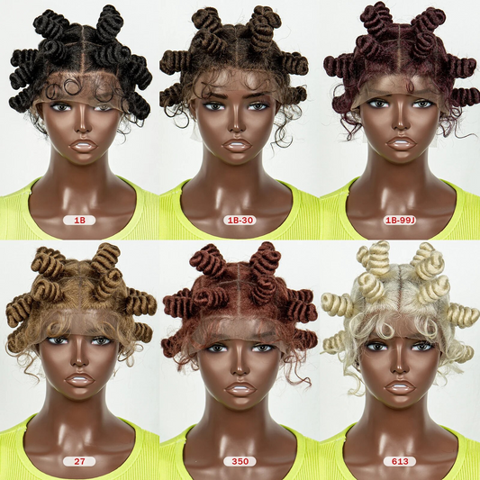 Afro-Inspired  Bantu Knots  Braided Wig with Lace Front and Baby Hair Box Braid Wigs For Black Women